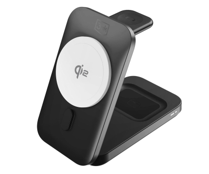 Ładowarka i akumulator 3MK MagRocket 3-in-1 Wireless Charger 15W Qi2 MPP Black 5903108643412
